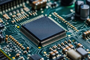 Poster - Close up of circuit board with processor chip