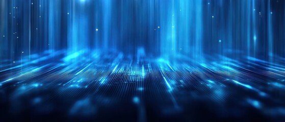 Poster - abstract digital blue light lines background