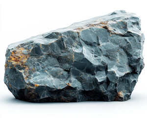 Poster - High-Quality Image of Alluvium Rock Isolated on Pure White Background Depicting Natural Mineral Texture and Color Variations