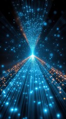 Wall Mural - Abstract digital tunnel of light and particles.