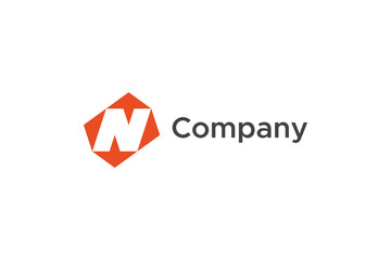 Poster - Initial Letter N Logo. Geometric Shape With Negative Space N Letter Inside Isolated On White Background. Flat Vector Logo Design Template Element For Branding Identity Logos.