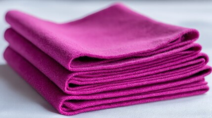 Poster - A folded piece of vivid magenta textile is placed on a crisp white background, offering an elegant and minimalistic aesthetic with plenty of copy space for design