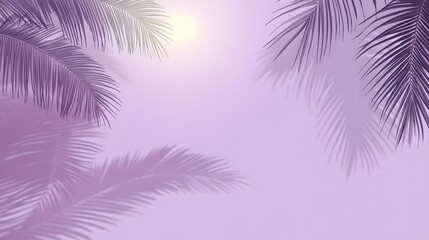 Poster - Elegant, purple palm leaves silhouettes against a soft background.