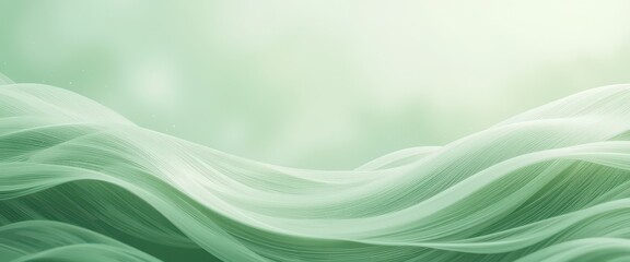 Fototapete - Abstract Green and White Flowing Lines Background Serene Texture for Design