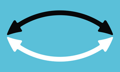 Fototapete - Double headed semi circle arrow. Black and white 
 arrows set. Double ended black an white arrow illustration. Direction black and white symbol. Dual sided curved arrow icon.