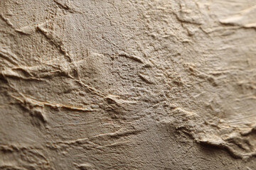 Poster - Close-up beige textured surface, showing uneven, rough strokes creating a three-dimensional effect, suitable as a background for design projects