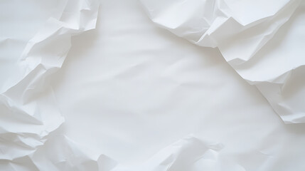 Aufkleber - Abstract composition of crumpled white paper, creating a soft, textured background with subtle shadows and highlights. Ideal for minimalist designs.