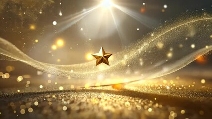 Aufkleber - Golden Star Shines Bright in a Magical World of Sparkling Lights and Glitter