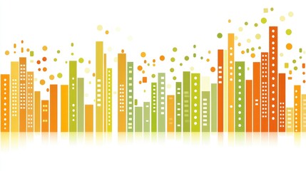 Aufkleber - Transparent digital infographic overlay on cityscape background illustrating smart city data