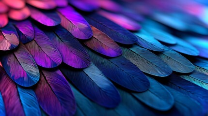 Poster - Vibrant texture of colorful feathers creating an eco-friendly backdrop for design mockups