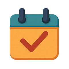 Poster - Glowing Orange Calendar Icon with Teal Check Mark