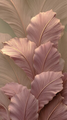Poster - Close-up of textured pink and beige leaves, creating a soft, elegant background suitable for design projects, showcasing a calm, serene mood