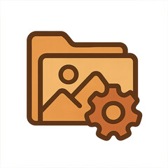 Poster - Orange and Brown Folder Icon with Gear Setting