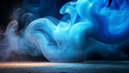 Poster - Mystical blue smoke swirls and dances against a dark backdrop, illuminated by a soft, ethereal light.