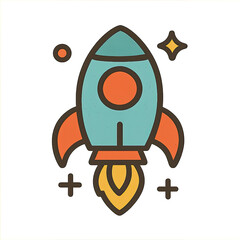 Poster - Retro Rocket Launching Against Gold Background