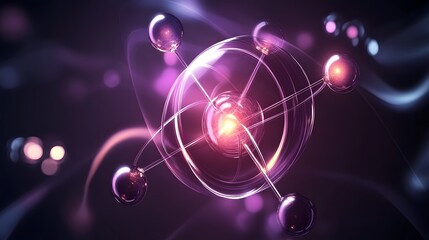 Poster - Abstract illustration of atomic structure in vibrant purples.
