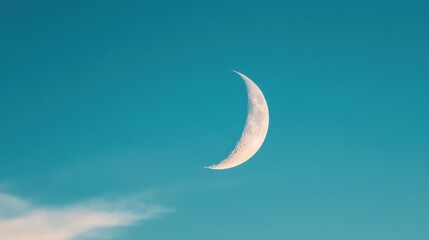Wall Mural - Crescent moon in the blue sky