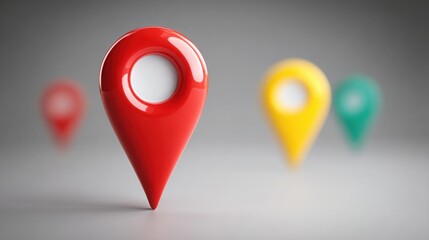 Aufkleber - A unique red pin with a hole in the middle positioned on a map symbolizing targeting and focus in business outreach strategies