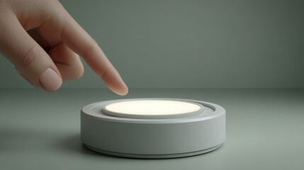 Poster - Person touching button illustrating interaction and engagement in emotional tone adjustment for effective branding strategy