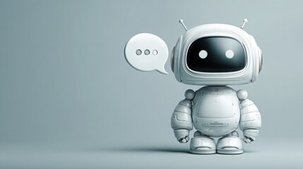 Poster - Engaging ai business mentor robot with a speech bubble communicating advice and support for users