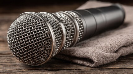Poster - Microphone icon representing media briefing and storytelling in digital marketing and communication strategies