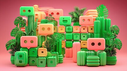 Poster - A vibrant pile of colorfully colored blocks as a representation of creativity and organization in messaging