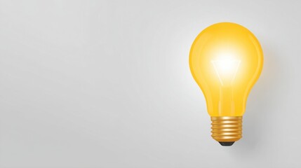 Poster - Illuminated light bulb mounted on a wall displaying concepts of ideas and innovation in a modern environment