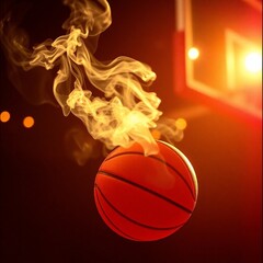 Wall Mural - basketball on fire