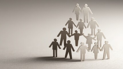 Poster - Family standing in a pyramid formation illustrating themes of support, unity, and community engagement in a creative design