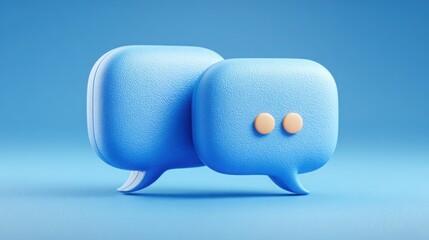 Poster - Charming blue and white toy symbolizing automated client reply assistant icon concept for engaging communication