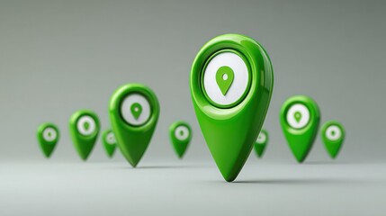 Poster - Distinct green pin featuring a white eye representing automated customer flow planner for mapping messaging strategies