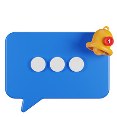 3D Render of Notification Bell with Chat Bubble