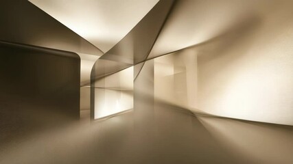 Poster - Serene hallway illuminated by natural light streaming through unique architectural wall openings