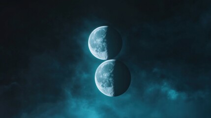 Wall Mural - Two moons in cloudy sky