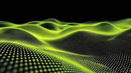 Poster - Abstract digital landscape of shimmering yellow-green.