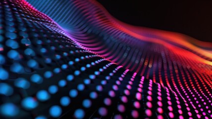 Poster - abstract picture of neon light particle with digital technology style design connecting become dynam
