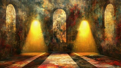 Poster - Bright and airy room featuring a large colorful painting with abundant natural light from