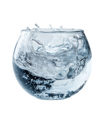 Poster - A glass of water with a splash of water on the side isolated on a white transparent  background. splash of water creates a sense of movement and energy