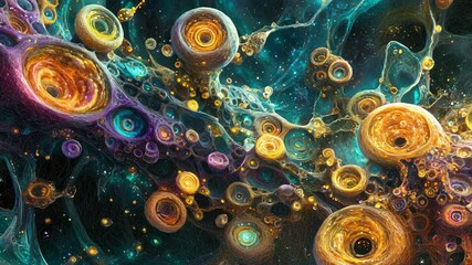 Fototapete - Vibrant colorful abstract background with dynamic shapes and patterns creating visual energy and depth