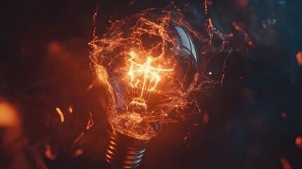 Poster - A glowing lightbulb, shattering glass, and energy bursts.