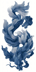a stunning illustration of a blue fantasy dragon swirling gracefully. it features intricate details 