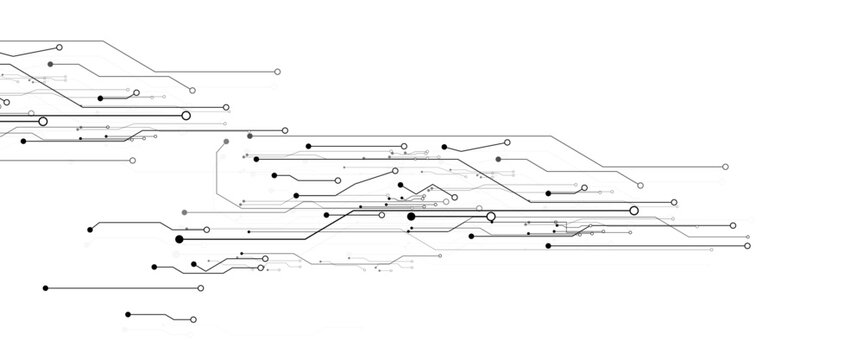 Title	
Abstract grey circuit line technology pattern on white background, futuristic vector illustration of digital circuitry design for tech backgrounds	
