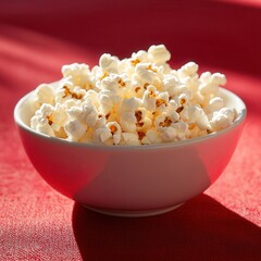 Poster - Bowl of fresh popcorn in bright lighting. A classic snack and treat ready to be enjoyed for your next movie night!
