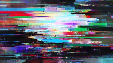 Poster - Abstract Vibrant Glitch Art Depicting Data Corruption and Digital Distortion
