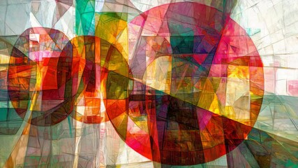 Fototapete - Vibrant colorful abstract painting with swirls and shapes showcasing an artistic expression of emotion