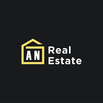 AN initials minimalist creative real estate logo vector