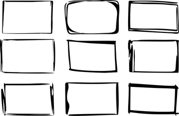 Fototapete - Outline frame in hand drawn style. Grunge empty frames set in sketch. Easy to reuse for poster or banner. Graphic help for web interface designing.