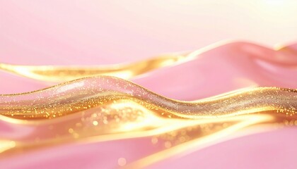 Poster - Flowing golden waves abstract art digital creation serene environment close-up view beauty concept