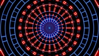 Poster - Dynamic visual display abstract digital art neon lights circular pattern energy concept