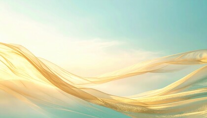 Poster - Flowing golden silk waves tranquil seascape abstract imagery calm environment aerial viewpoint serenity concept